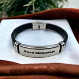 Customized Personalised Letter Engraved ID Wrist Band Bracelet Men