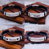 Customized Personalised Letter Engraved ID Wrist Band Bracelet Men