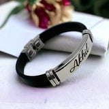 Customized Personalised Letter Engraved ID Wrist Band Bracelet Men