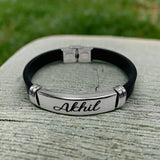 Customized Personalised Letter Engraved ID Wrist Band Bracelet Men