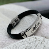 Customized Personalised Letter Engraved ID Wrist Band Bracelet Men