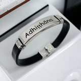 Customized Personalised Letter Engraved ID Wrist Band Bracelet Men