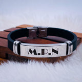 Customized Personalised Letter Engraved ID Wrist Band Bracelet Men