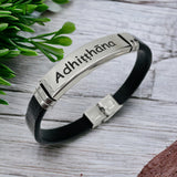 Customized Personalised Letter Engraved ID Wrist Band Bracelet Men