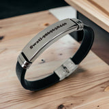 Customized Personalised Letter Engraved ID Wrist Band Bracelet Men