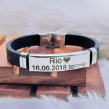 Customized Personalised Letter Engraved ID Wrist Band Bracelet Men