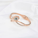 Cluster Cubic Zirconia 18K Rose Gold Stainless Steel Openable Kada for Women