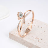 Cluster Cubic Zirconia 18K Rose Gold Stainless Steel Openable Kada for Women