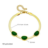 Green Beads 18K Gold Stainless Steel Snake Chain Bracelet for Women