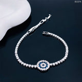 Evil Eye Blue Cubic Zirconia Silver Plated Solitaire Bracelet for Women