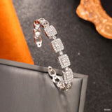 Baguette Cubic Zirconia Silver Anti Tarnish Cuff Bracelet For Women