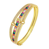 Belt Buckle Rainbow Multi Color 18K Gold Openable Kada Bangle for Women