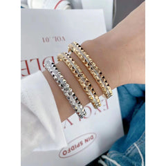 Checkered Baguette Cubic Zirconia 18k Gold Openable Kada Bangle for Women