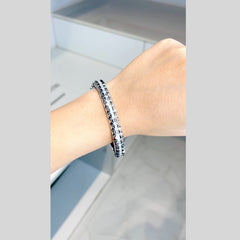 Checkered Baguette Cubic Zirconia 18k Gold Openable Kada Bangle for Women