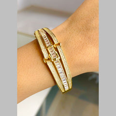 Belt Buckle Rainbow Multi Color 18K Gold Openable Kada Bangle for Women