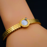 Mother of Pearl Etch Work 18K Gold Stainless Steel Openable Kada Bangle for Women