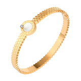 Mother of Pearl Etch Work 18K Gold Stainless Steel Openable Kada Bangle for Women