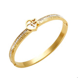 Love Lock Cubic Zirconia 18K Gold Stainless Steel Openable Kada bangle for Women