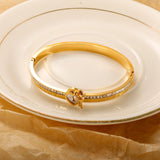 Love Lock Cubic Zirconia 18K Gold Stainless Steel Openable Kada bangle for Women