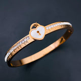 Love Lock Cubic Zirconia 18K Gold Stainless Steel Openable Kada bangle for Women