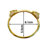 Dual Panther Screw Cubic Zirconia 18K Gold Openable Kada Bangle for Women