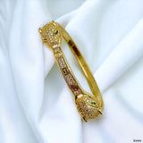 Dual Panther Screw Cubic Zirconia 18K Gold Openable Kada Bangle for Women