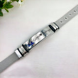 Mesh Stainless Steel Gold Silver Customized Personalised Laser Engraved Wrist Watch Band ID Bracelet For Men