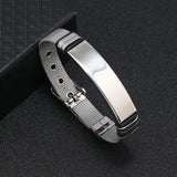 Mesh Stainless Steel Gold Silver Customized Personalised Laser Engraved Wrist Watch Band ID Bracelet For Men