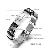 Mesh Stainless Steel Gold Silver Customized Personalised Laser Engraved Wrist Watch Band ID Bracelet For Men