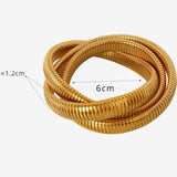 Triple Layer Wrap Around Snake 18k Gold Stainless Steel Stretchable Bracelet for Women