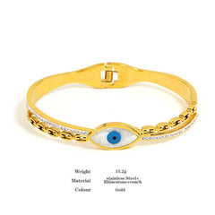 Mother of Pearl Evil Eye 18K Gold Stainless Steel Openable Kada Bracelets Womens