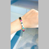 Ying Yang Love Peace Multi Color Enamel 18K Gold Cuff Kada Bangle for Women