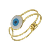 Large Evil Eye Mother Of Pearl Dual Layer 18K Gold Openable Cuff Kada Bangle For Women