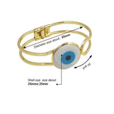 Large Evil Eye Mother Of Pearl Dual Layer 18K Gold Openable Cuff Kada Bangle For Women