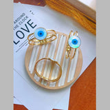 Large Evil Eye Mother Of Pearl Dual Layer 18K Gold Openable Cuff Kada Bangle For Women