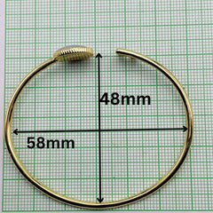 Lock Key Evil Eye Mother of Pearl 18K Gold Cuff Kada Bangle for Women