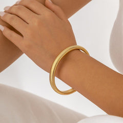 Cobra Snake 12mm 18K Gold Anti Tarnish Stainless Steel Stretchable Bracelet for Women