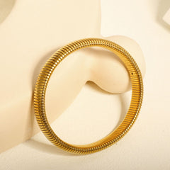 Cobra Snake 12mm 18K Gold Anti Tarnish Stainless Steel Stretchable Bracelet for Women