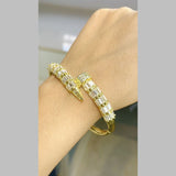 Gothic Nail Baguette Cubic Zirconia 18K Gold Openable Kada Bracelet For Women