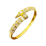 Gothic Nail Baguette Cubic Zirconia 18K Gold Openable Kada Bracelet For Women