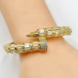 Gothic Nail Baguette Cubic Zirconia 18K Gold Openable Kada Bracelet For Women