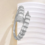 Gothic Nail Baguette Cubic Zirconia 18K Gold Openable Kada Bracelet For Women
