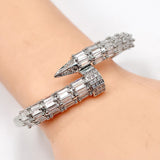 Gothic Nail Baguette Cubic Zirconia 18K Gold Openable Kada Bracelet For Women