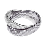 12mm Dual Layer Stretchable Snake Elastic Silver Anti Tarnish Stainless Steel Bangle Bracelet for Women