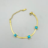 Five Turquoise Blue Snake 18K Gold Anti Tarnish Stainless Steel Necklace for Women