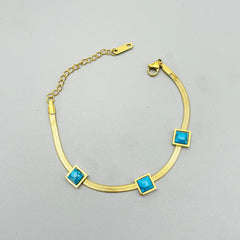 Five Turquoise Blue Snake 18K Gold Anti Tarnish Stainless Steel Necklace for Women