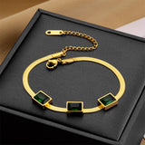 Three Emerald Green Snake 18K Gold Anti Tarnish Stainless Steel Necklace for Women