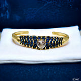 Heart Love Cubic Zirconia 18k Gold Anti Tarnish Cuff Kada Bracelet for Women