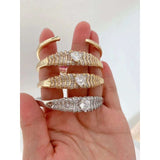 Heart Love Cubic Zirconia 18k Gold Anti Tarnish Cuff Kada Bracelet for Women