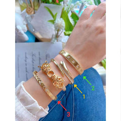 Dual Layer Wave Cubic Zirconia 18K Gold Anti Tarnish Kada Cuff Bangle For Women